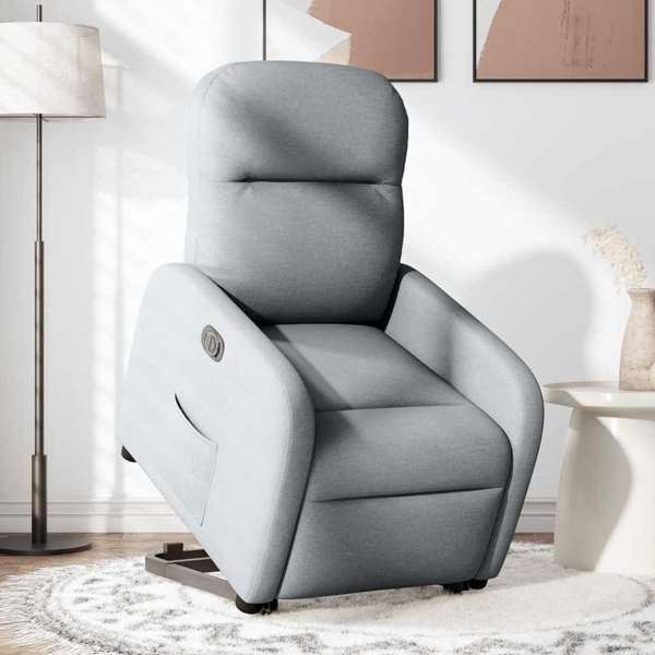 vidaXL Relaxsessel mit Aufstehhilfe Elektrisch Hellgrau Stoff 3302992