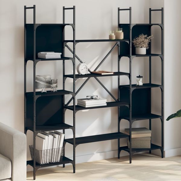 vidaXL Bücherregal Schwarz 155,5x24x166,5 cm Holzwerkstoff 838858