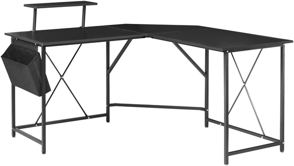 Eckschreibtisch TACONY Schwarz 180 cm 140 cm mit Stauraum