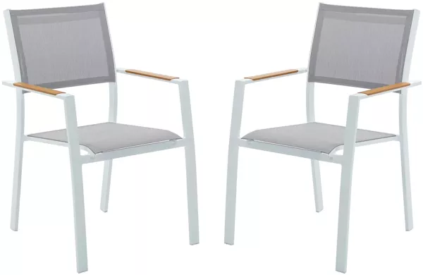 Vente-unique - MACILA Garden dining set Metall Weiß - B 60 cm x H 89 cm x L 57 cm