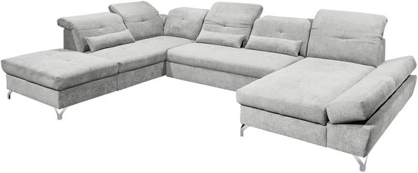 Wohnlandschaft >MELFI< Schlaffunktion, Stauraum, Bezug schlammfarbig - 350x73x245 (BxHxT)