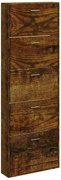 Schuhschrank, Schuhkipper für Flur, modern Räuchereiche 59x17x169 cm Holzwerkstoff