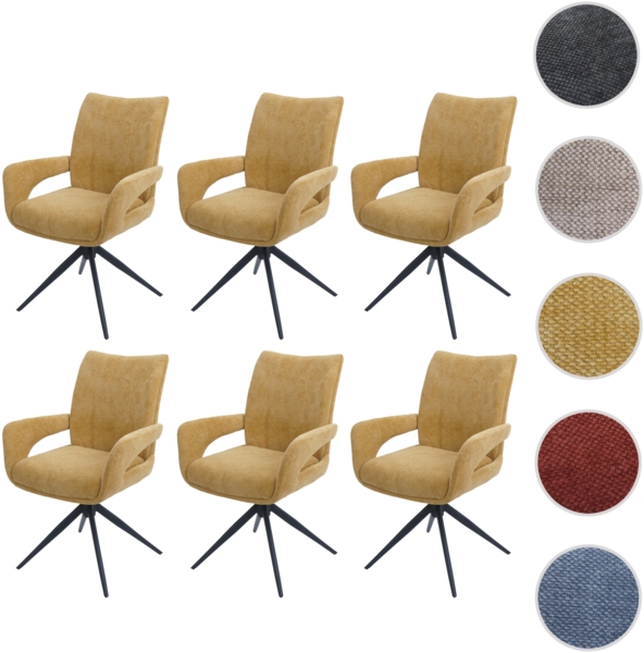 6er-Set Esszimmerstuhl HWC-O78, Küchenstuhl, drehbar Auto-Return, Stoff/Textil Chenille (310g/m²) Öko-Tex ~ senfgelb Bild 9