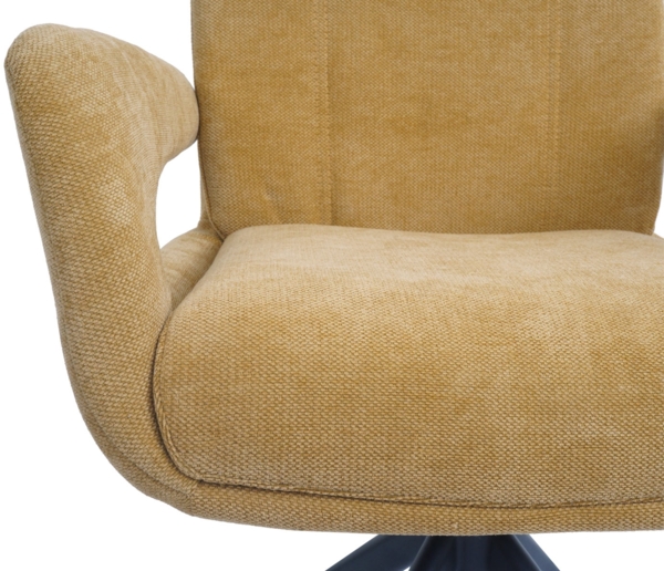 6er-Set Esszimmerstuhl HWC-O78, Küchenstuhl, drehbar Auto-Return, Stoff/Textil Chenille (310g/m²) Öko-Tex ~ senfgelb Bild 7