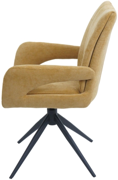 6er-Set Esszimmerstuhl HWC-O78, Küchenstuhl, drehbar Auto-Return, Stoff/Textil Chenille (310g/m²) Öko-Tex ~ senfgelb Bild 5