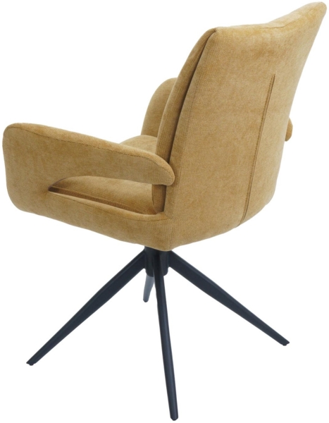 6er-Set Esszimmerstuhl HWC-O78, Küchenstuhl, drehbar Auto-Return, Stoff/Textil Chenille (310g/m²) Öko-Tex ~ senfgelb Bild 6