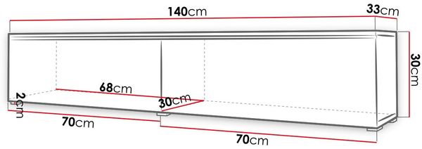 TV-Lowboard Stone 140, mit weißer LED Beleuchtung, Farbe: Schwarzer Graphit Bild 7