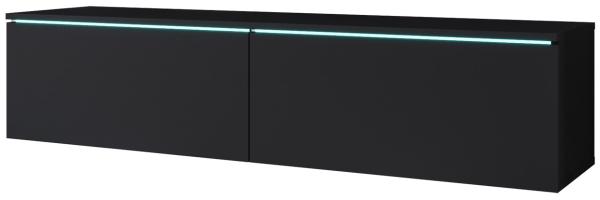 TV-Lowboard Stone 140, mit weißer LED Beleuchtung, Farbe: Schwarzer Graphit