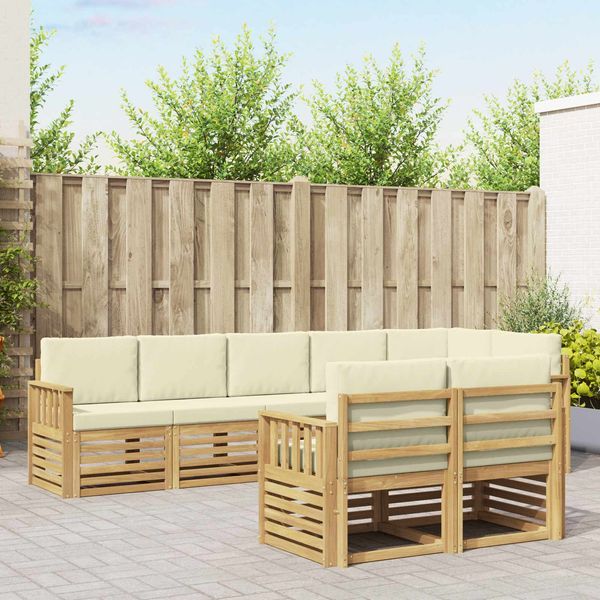 vidaXL Outdoor-Sofagarnitur 8 pcs Weiß und Creme 306 x 128,5 x 73 cm 3392025