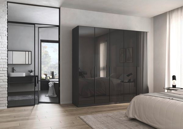 OTTO home Drehtürenschrank Kleiderschrank Kleiderschränke Schrank Garderobe AGORDO mit Glasfront (in zwei Griff-Farben, Breiten 91-405 cm) durchdachte Innenausstattung, in 7 Breiten und 2 Höhen MADE IN GERMANY