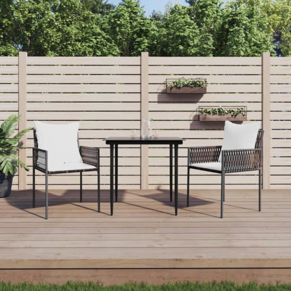 vidaXL 3-tlg. Garten-Essgruppe mit Kissen Poly Rattan und Stahl 3187049
