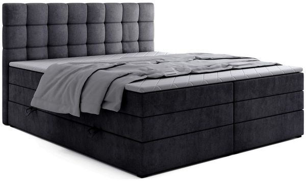 Labett Boxspringbett mit Bettkasten Doppelmatratze & Topper IGELLA KING 180x200 200x200 (Doppelbett, Bettkasten, Matratze, Topper), Bonellfederkern- und Taschenfederkernmatratze