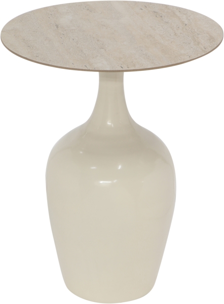 MIRRORS AND MORE 'Alya' Beistelltisch Metall /Keramik, cremeweiß, Ø40x51 cm