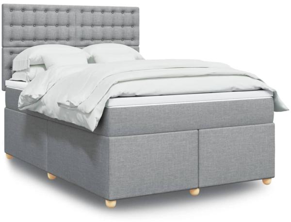 vidaXL Boxspringbett mit Matratze Hellgrau 160x200 cm Stoff 3293645