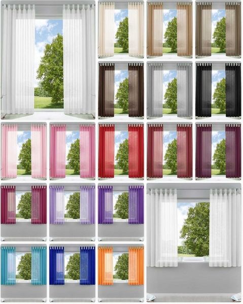2er-Pack Gardinen Transparent Vorhang Set Wohnzimmer Voile Schlaufenschal mit Bleibandabschluß HxB 245x140 cm Terrakotta, 61000CN