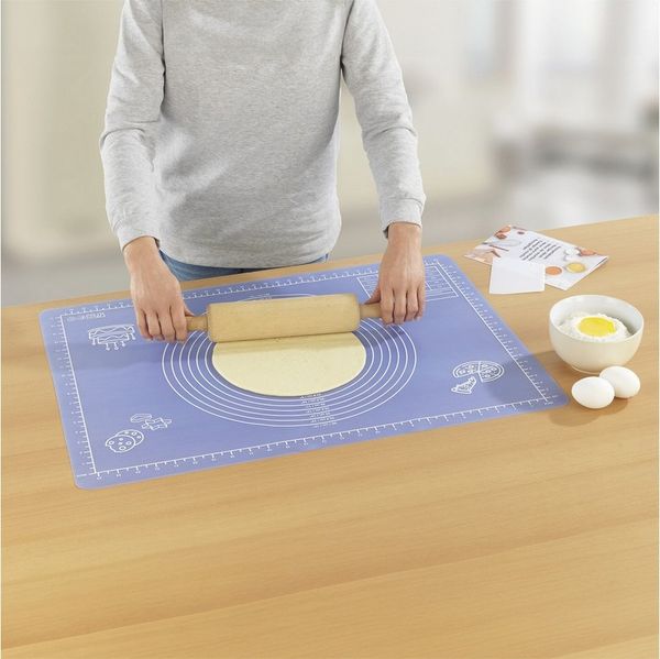 Maximex Backmatte Antihaft, Kunststoff, Papier, Silikon (Set, 3-tlg), Teigunterlage aus rutschfestem Silikon, mit Teigschaber und Rezeptheft