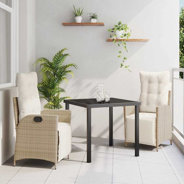 vidaXL Garten Essgruppe mit Kissen 3 pcs Beige Poly-Rattan 3380554