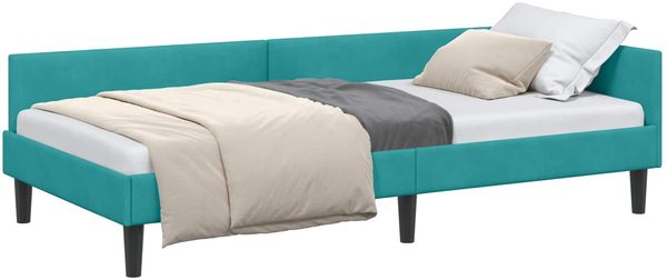 vidaXL Eckbettgestell mit Kopfteil Türkis 90 cm x 190 cm Samt 42016152 Bild 2