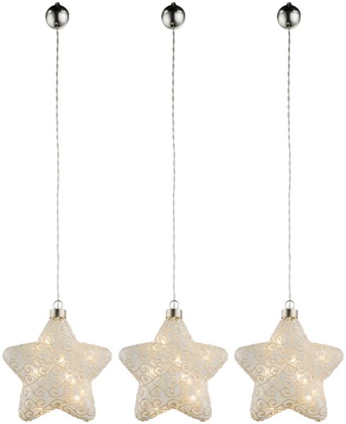 3er Set LED Stern, Hängelampe, Glas weiß, B15 cm