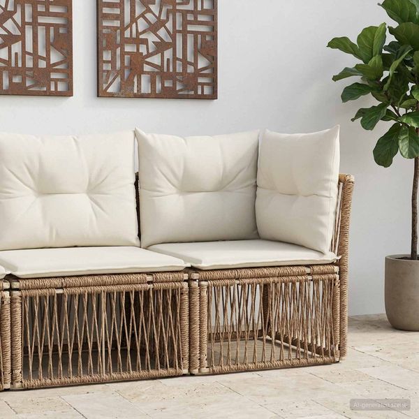 vidaXL Ecksofa Beige Poly-Rattan 42026712