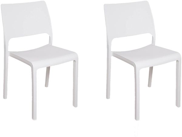 Dmora 2er-Set Gartenstühle Cereseto, Gartensitz, Für drinnen und draußen, Stapelbar, Made in Italy, 47x53 h82 cm, Weiß