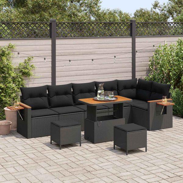 vidaXL Gartensofa-set mit Kissen 9 pcs Schwarz 3363194