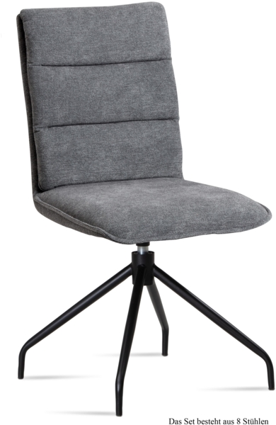 Esszimmerstuhl drehbar (8er-Set) Donata 47x92x60 Schwarz/Grau