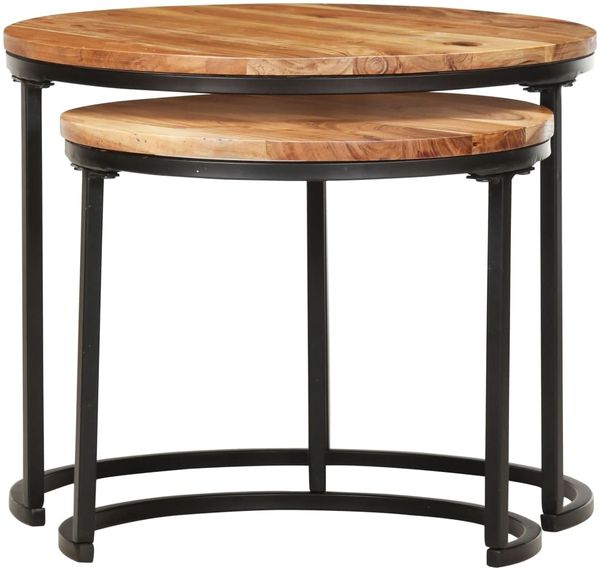 Couchtische, Sofatische 2 Stk. Massivholz Akazie
