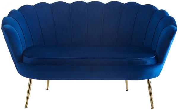 Muschelsofa Dunkelblau 180x76 cm Samt mit Metallbeinen in Chrom Goldfarben