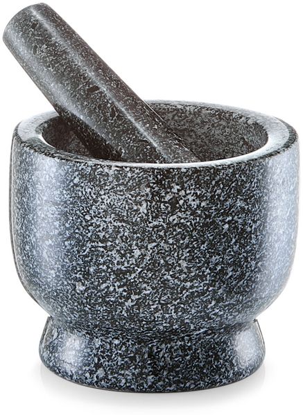 ZELLER 24500 Mörser und Stößel-Set 12 x 10 cm Granit, anthrazit