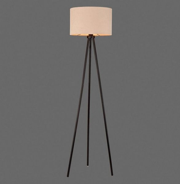 JUST LIGHT Stehlampe DURO, H 160 cm, Beige, Schwarz, Kunststoff, ohne Leuchtmittel, Lampenschirm aus Cord