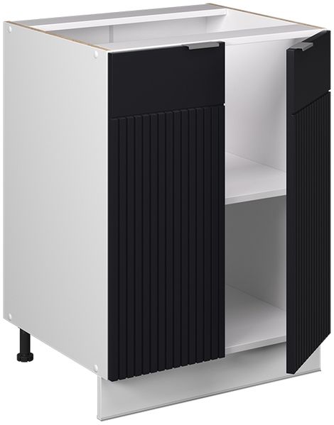 Küchenunterschrank Fame-Line Schwarz gestreift 60 cm ohne Arbeitsplatte Vicco Bild 4