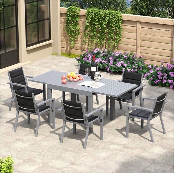 HOMALL Gartentisch Balkontisch, Aluminium Ausziehtisch für 6-10 Personen, bis 120kg (Ausziehbarer Tisch aus Aluminium, erhältlich in den Größen 80/160 cm und 130/260 cm), Wasserfestes, rostfreies und wetterbeständiges Aluminiumtisch