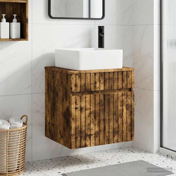 vidaXL Wandmontierte Waschbecken-Vanität Geräucherte Eiche 890567
