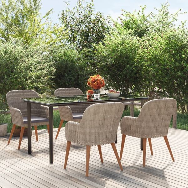 vidaXL 5-tlg. Garten-Essgruppe mit Kissen Braun 3156722