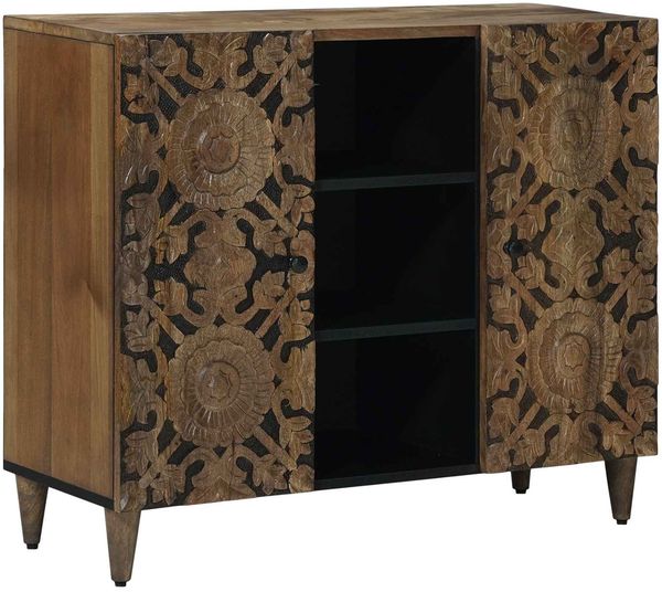 vidaXL Sideboard mit Regal Braun 90 x 33,5 x 75 cm Massivholz Mango 4018360