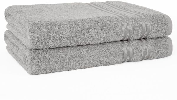 HAMMETEX Duschtuch 2er Set Badetücher 70x140 cm, 100% Baumwolle, Weich & Saugstark, Frottier (Set, 2-St), mit Bordüre, einfarbig, weich