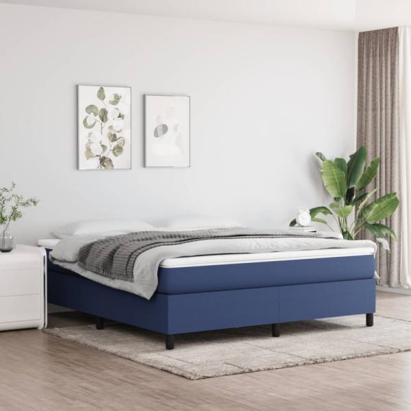 vidaXL Boxspringbett mit Matratze Blau 160x200 cm Stoff, Härtegrad: H2 [3144437]