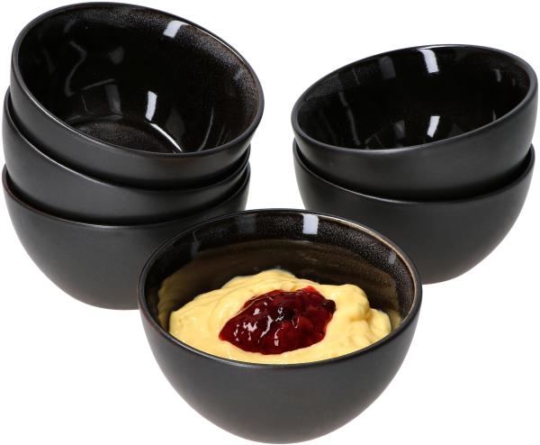 Reactive Glaze Grey Black 6er Set Pudding-Schale 200ml Schüssel Dessert Snacks