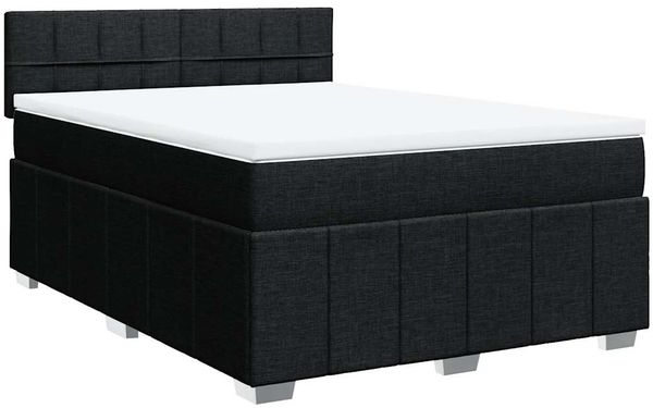 vidaXL Boxspringbett mit Matratze Schwarz 140x190 cm Stoff 3289365 Bild 3