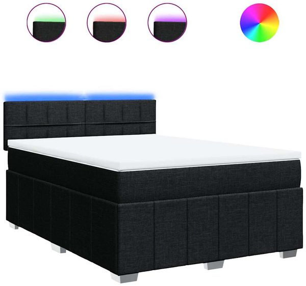 vidaXL Boxspringbett mit Matratze Schwarz 140x190 cm Stoff 3289365 Bild 2