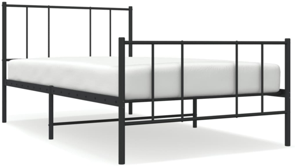 vidaXL Bettgestell mit Kopf- und Fußteil Metall Schwarz 107x203 cm 352494