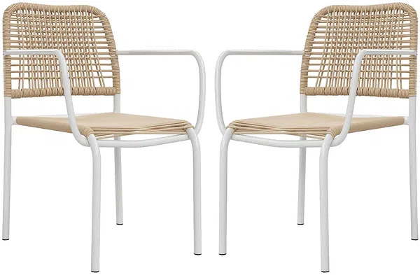 Vente-unique - NIOU Garden dining set Metall Beige - B 59,5 cm x H 80 cm x L 53 cm