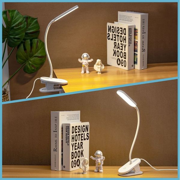 Aigostar Schreibtischlampe LED Leselampe mit 3 Helligkeitsmodi, 4000K, USB-Ladekabel