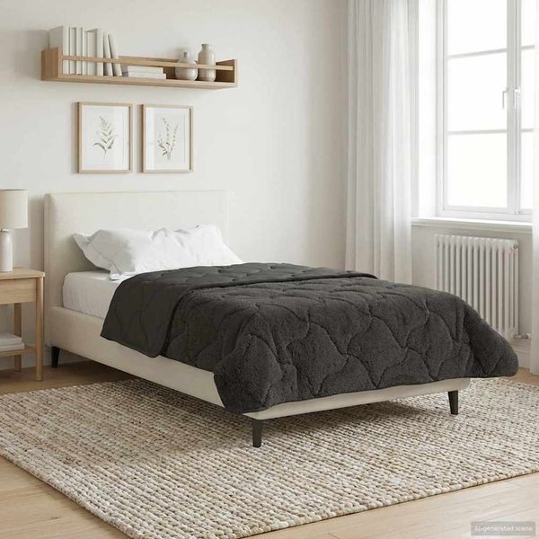 vidaXL Winterbettdecke Gepolstert Anthrazit 155 x 220 cm 42026308