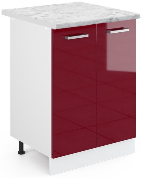 Vicco Küchenschrank R-Line Hängeschrank Unterschrank Küchenzeile Küchenunterschrank Arbeitsplatte, Möbel verfügbar in 6 Dekoren (Bordeaux mit Arbeitsplatte, Unterschrank 60 cm)