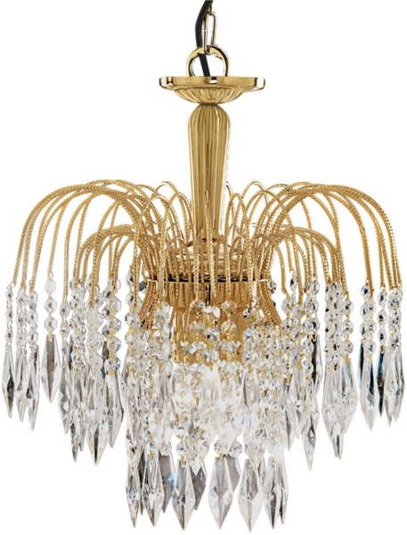 Waterfall, 3Flammige Deckenleuchte, Gold, Klarer Kristall