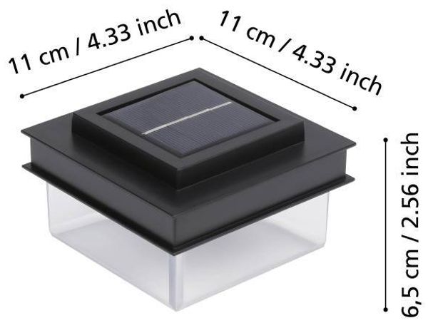 Eglo 48839 Solarleuchte Z_SOLAR schwarz LED 8X0,5W L:11cm B:11cm H:6. 6cm mit Schalter ein/aus