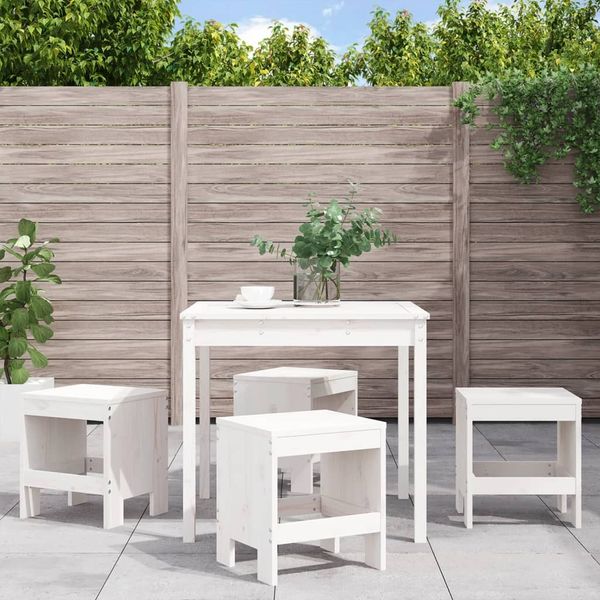 vidaXL 5-tlg. Garten-Essgruppe Weiß Massivholz Kiefer 3157710