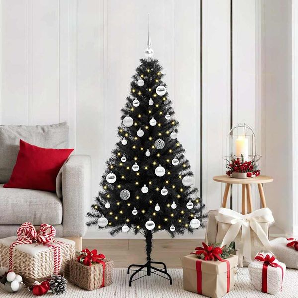 vidaXL Weihnachtsbaum mit 150 LEDs mit Ständer Schwarz 150 cm PVC 3396470